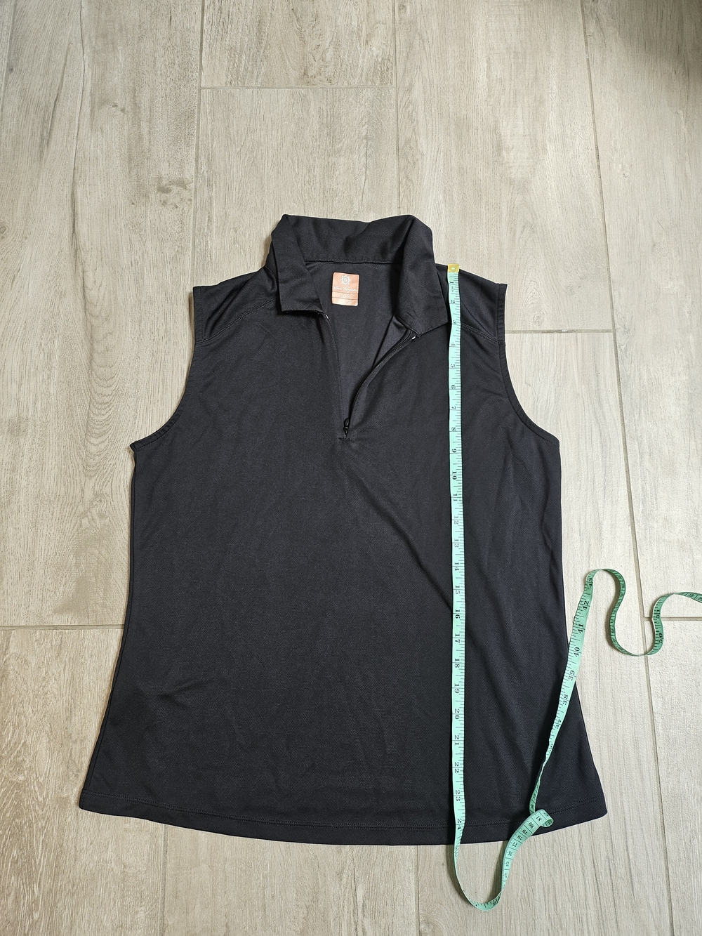 Women's Sleeveless Black Zip Polo Golf Top Size Large